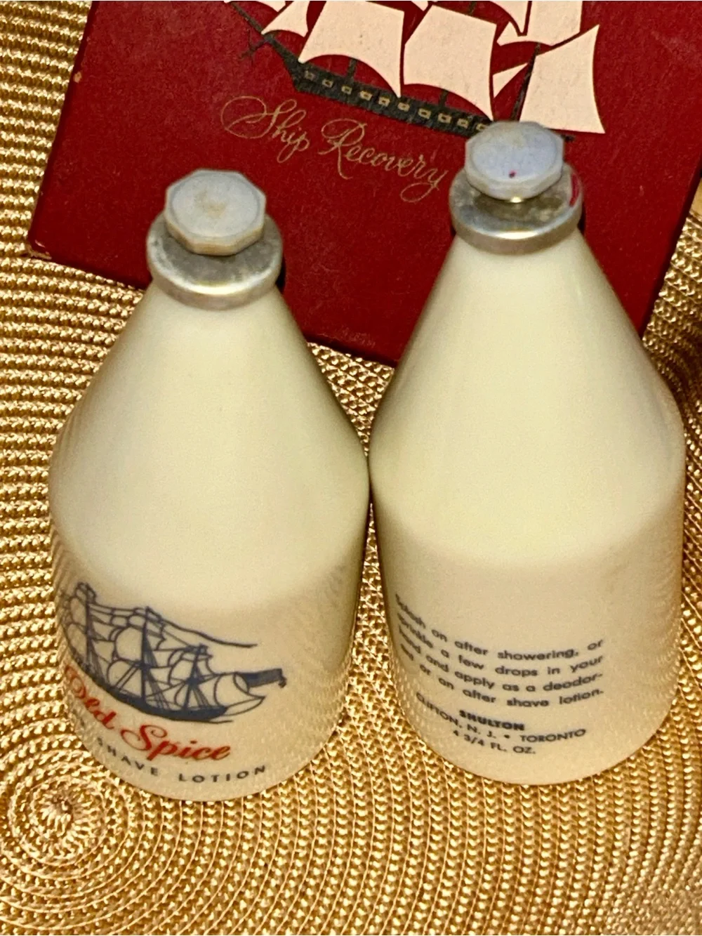 Old Spice Vintage #380 SHULTON Ship Bottle Aftershave Lotion Cologne For Men Set